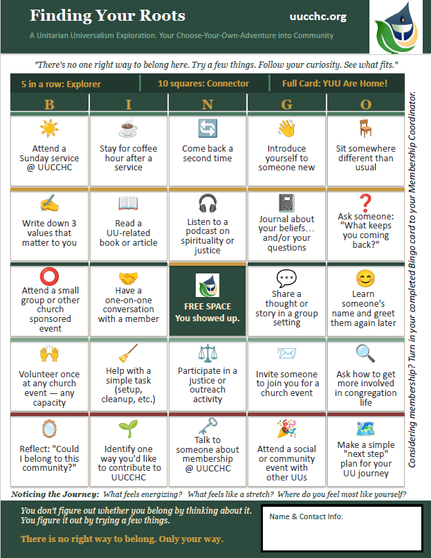 Finding your roots bingo card